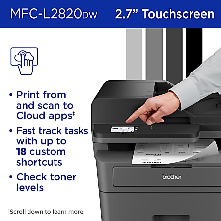 Brother MFCL2750DW  Compact Monochrome Wireless Laser All-in-One Printer
