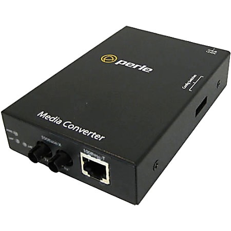 Perle S-100-M2ST2 Fast Ethernet Stand-Alone Media Converter - 1 x Network (RJ-45) - 1 x ST Ports - 10/100Base-TX, 100Base-FX - External, Rail-mountable, Rack-mountable, Wall Mountable
