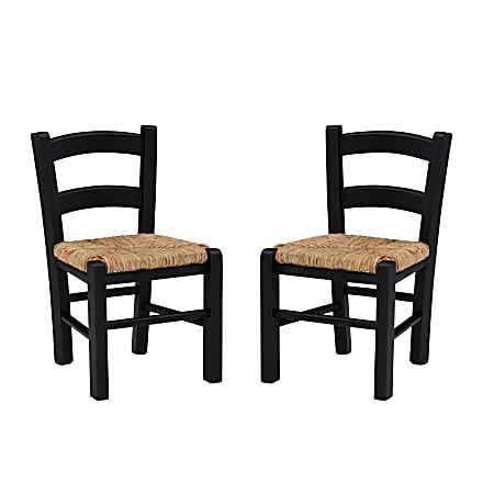 Linon Toussand Kids Chairs, Black/Natural, Set Of 2 Chairs