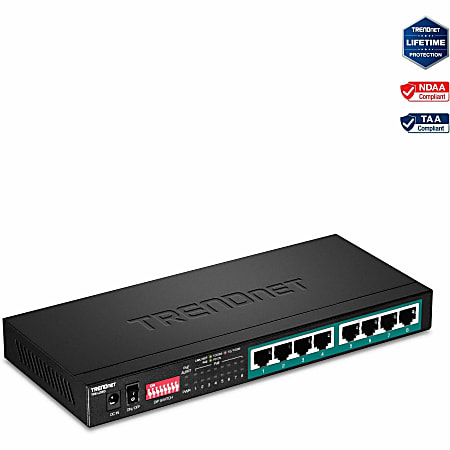 TRENDnet 8-Port Gigabit Long Range Poe+ Switch; TPE-LG80;65W Poe Budget; Ethernet/Network Switch; Lon - TPELG80