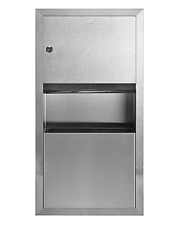 Alpine Surface-Mounted Paper Towel Dispenser/Waste Receptacle, 28”x 14”x 4”, Silver