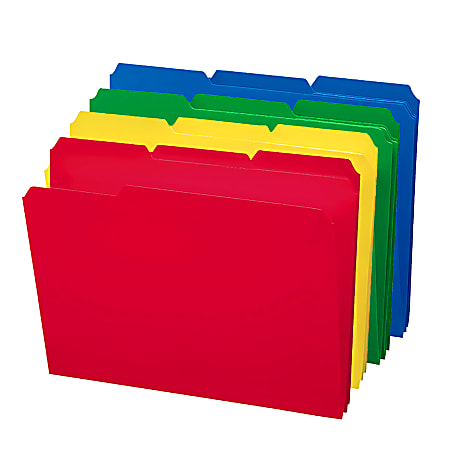Smead&reg; Poly File Folders, 9 1/2" x 11 1/2", 1/3 Cut, Assorted Colors, Box Of 24