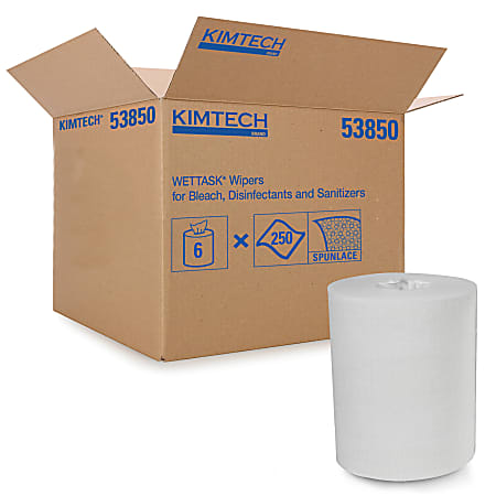 Kimtech™ WetTask™ System Prep Wipers for Bleach, Disinfectants and Sanitizers (53850), Hygienic Enclosed System Refills, 6 Rolls/Case, 250 Sheets/Roll