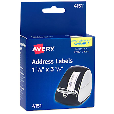 Avery® Direct Thermal Roll Labels, 4151, Rectangle, 1-1/8"