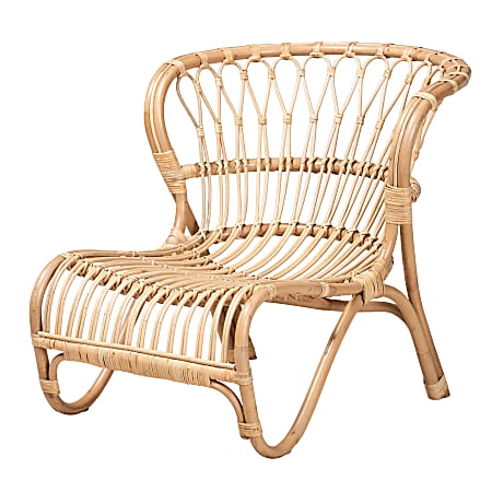 bali & pari Alaya Modern Bohemian Rattan Accent Chair, Natural Brown