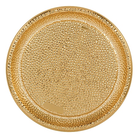 Amscan Plastic Serving Trays, 16", Hammered Gold, Set Of 2 Trays