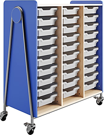 Safco® Whiffle Triple-Column 30-Drawer Rolling Storage Cart, 48"H x 43-1/4"W x 19-3/4"D, Spectrum Blue