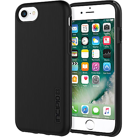 Incipio DualPro SHINE Dual Layer Protection with Brushed Aluminum Finish for iPhone 7 - For iPhone 7 - Black - Brushed Aluminum - Scratch Resistant, Drop Resistant, Shock Absorbing, Bump Resistant, Impact Resistant - Polycarbonate