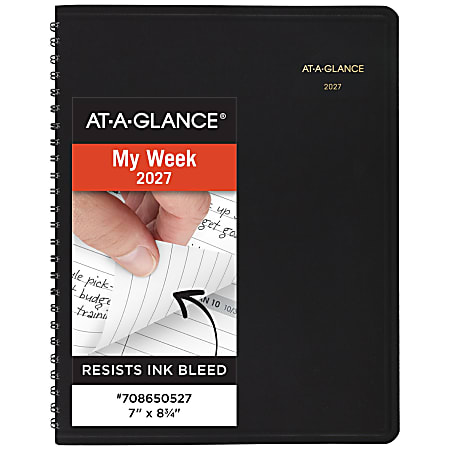 AT-A-GLANCE® 2027 Weekly Hourly Appointment Book Planner, Black, Medium, 7" x 8 3/4"