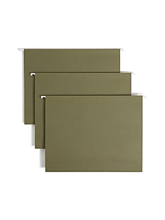 Smead® Hanging File Folders, Letter Size, 100% Recycled, Standard Green, Box Of 25