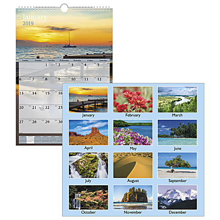 AT-A-GLANCE® Scenic Wall Calendar, 12" x 17", White, January to December 2019