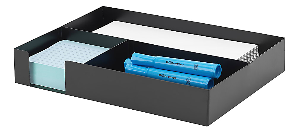 Officemate Plastic 8 Compartment Storage Deep Drawer Organizer Tray 2 14 x  15 18 x 11 12 Black - Office Depot