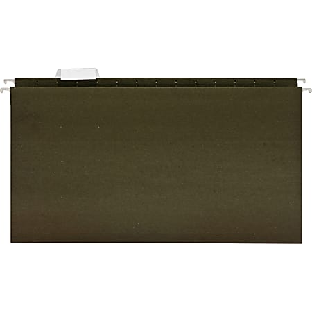 Business Source Hanging File Folders, Legal Size, 1/5 Tab Cut, Green, Box Of 25 Folders