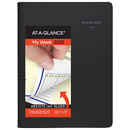 2025 AT-A-GLANCE® QuickNotes Weekly/Monthly Appointment Book Planner, 8-1/4” x 11”, Black, January To December