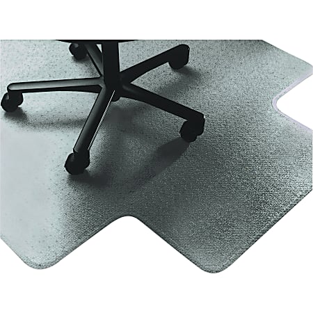 SKILCRAFT Textured Floor Mat For Carpet, For Medium-Pile Carpets, 45"W x 53"D, 20"W x 10"D Lip, Clear (AbilityOne)