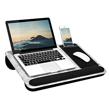 LapGear XL Deluxe Home Office Lap Desk, 21-1/8" x 14" x 2-5/8", White Marble