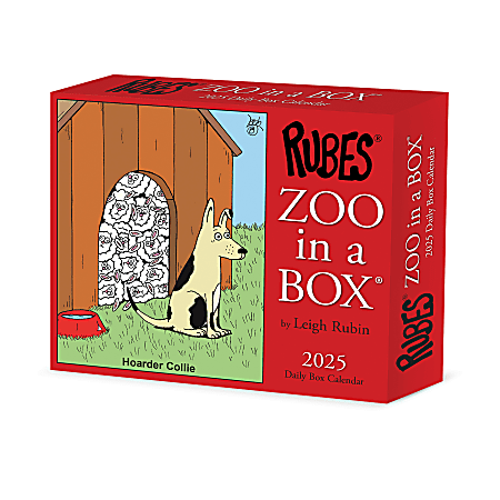 2025 Willow Creek Press Daily Desk Box Calendar, Humor & Comics, 5-1/2” x 6-1/4", Zoo In A Box, January To December, 41147