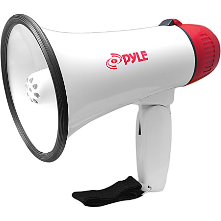 PyleHome 30W Mini Compact Megaphone/Bullhorn, 9-1/4”H x 5-3/4”W x 5-3/4”D, White/Red