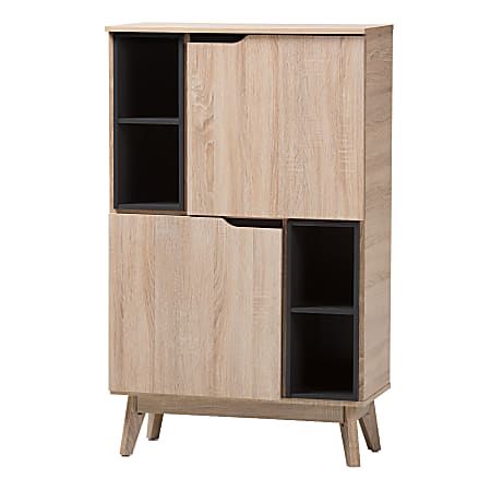 Baxton Studio Kian Storage Cabinet, Light Brown/Gray