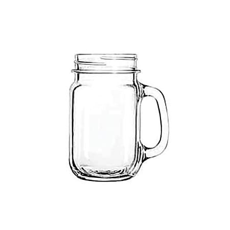 Libbey Glassware Plain Drinking Jars With Handles 16.5 Oz Clear Pack Of 12  Jars - Office Depot