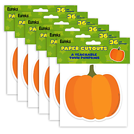 Eureka Paper Cut-Outs, A Teachable Town Pumpkins, 36 Cut-Outs Per Pack, Set Of 6 Packs