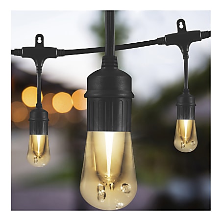 Enbrighten Vintage LED Caf Lights 24 IndoorOutdoor White CordWhite Lights Office Depot
