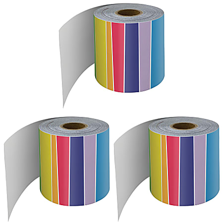 Carson-Dellosa Education Rolled Straight Border, Rainbow, 65’ Per Roll, Pack Of 3 Rolls