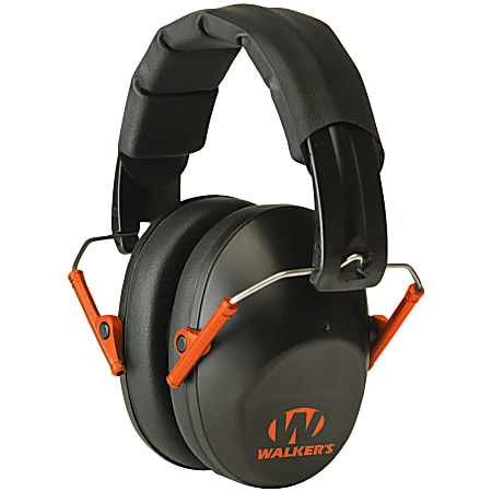 Walker's Game Ear® PRO Low-Profile Folding Muff, 4-13/16 x 6-7/16 x 7-1/4, Black/Orange