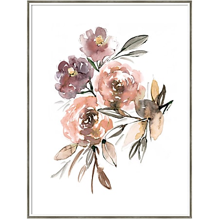 Amanti Art Peach Roses by Sara Berrenson Wood Framed Wall Art Print, 31”W x 41”H, White