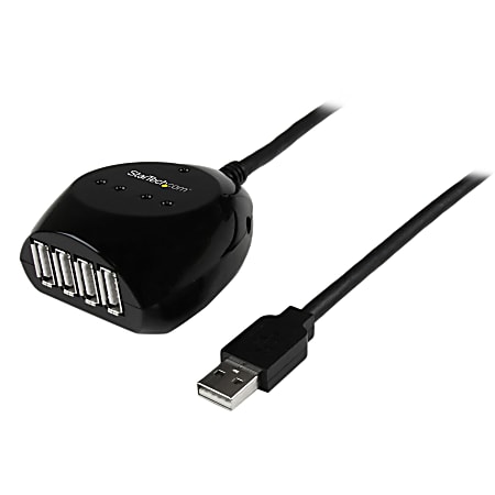 StarTech.com 15m USB 2.0 Active Cable with 4 Port Hub - Connect 4 USB 2.0 devices up to 15-meters away from your computer - USB2EXT4P15M