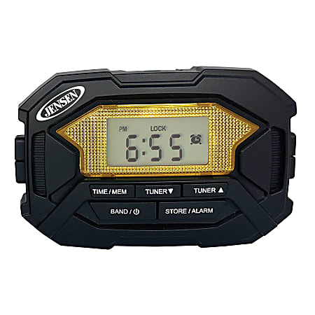 JENSEN Armband SAB-60 Digital AM/FM Stereo Radio With Clock And Earbuds, Small, Black