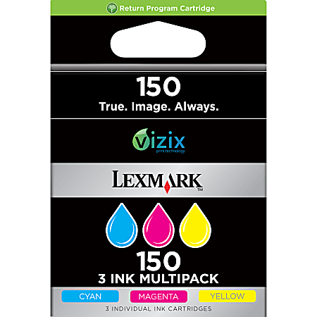 Lexmark™ 150 Cyan, Magenta, Yellow Ink Cartridges, Pack Of 3, 14N1805