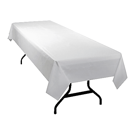 Genuine Joe Banquet-Size Plastic Table Cover, 40" x 300', White