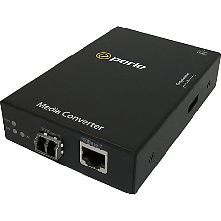 Perle S-100-M2LC2 Fast Ethernet Stand-Alone Media Converter - 1 x Network (RJ-45) - 1 x LC Ports - DuplexLC Port - 10/100Base-TX, 100Base-FX - External, Rack-mountable, Wall Mountable, Rail-mountable