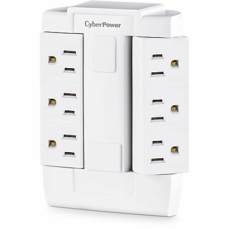 CyberPower GT600P Wall Tap Outlet - 6 - NEMA 5-15R Outlet(s), NEMA 5-15P Plug Type, Wall Tap Plug Style, White