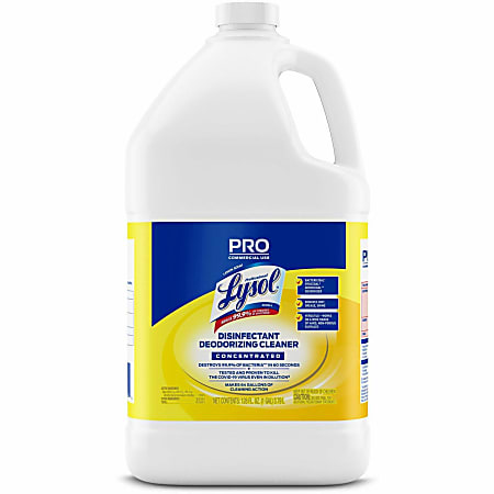 Lysol Deodorizing Cleaner - Concentrate - 128 oz (8 lb) - Lemon Scent - Disinfectant, Deodorize, Versatile - Yellow - 1 Each