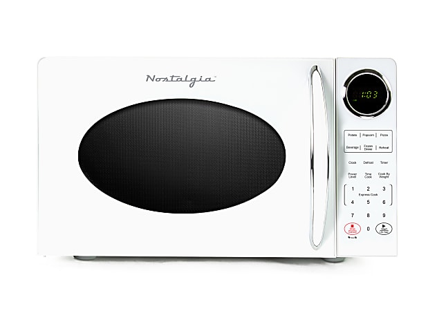 Nostalgia Retro Countertop Microwave Oven, 0.9 Cu. Ft., White