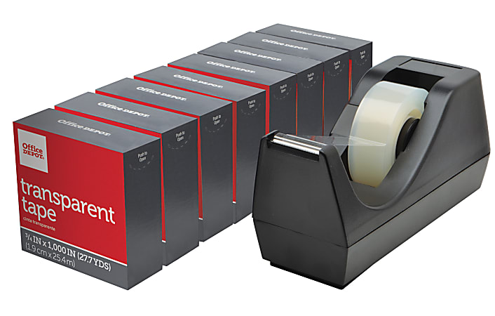 Office Depot Brand Desktop Tape Dispenser With 8 Transparent Tape Refill  Rolls Black - Office Depot