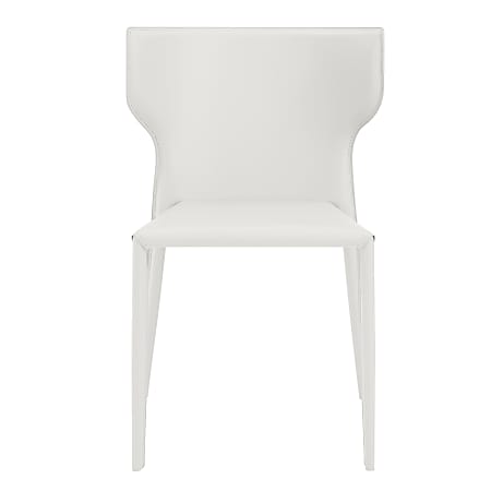 Eurostyle Divinia Faux Leather Stacking Chairs, White, Set Of 2 Chairs