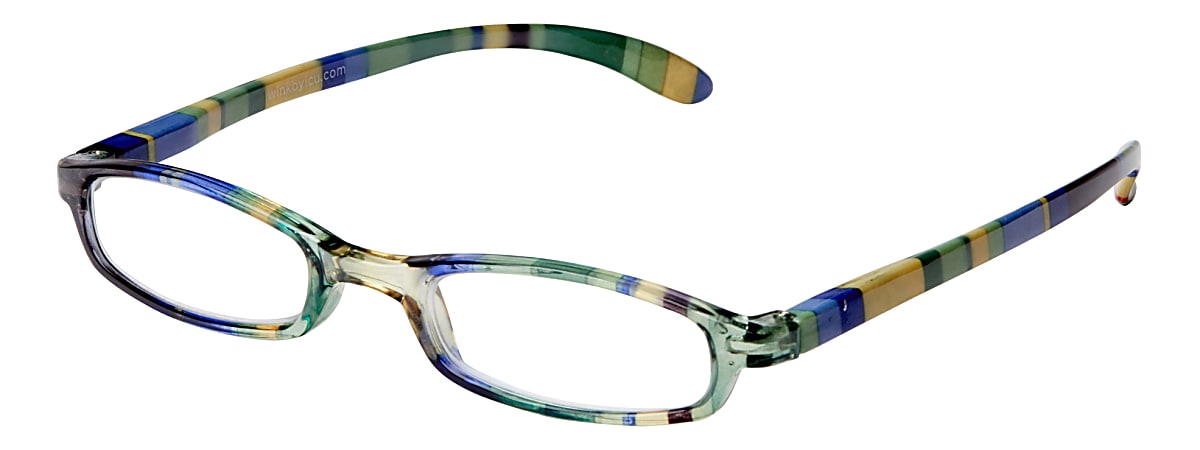 ICU Eyewear Rectangular Striped Reading Glasses, Green, +2.50
