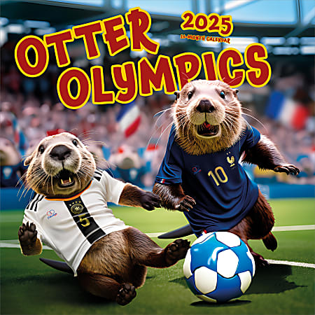 2025 BrownTrout Otter Olympics Monthly Plastic-Free Square Wall Calendar, 12" x 12", Fun and Humor, January to December 2025, 9781975482961