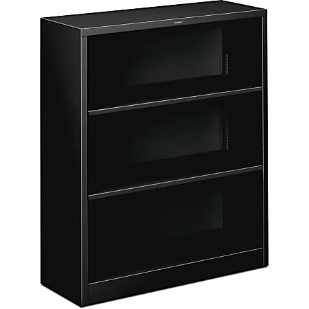 Hon Brigade Steel Bookcase 3 Shelves, Black Metal Bookcase With Drawers
