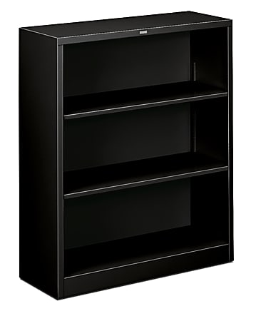 HON Brigade Steel Bookcase 3 Shelves Black Office Depot