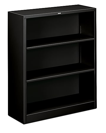 HON® Brigade Steel Bookcase, 3 Shelves, Black
