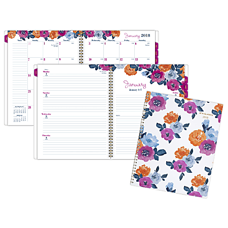 AT-A-GLANCE® Eva Weekly/Monthly Planner, 8 1/2" x 11", 30% Recycled, Multicolor, January to December 2018 (1044-905-18)