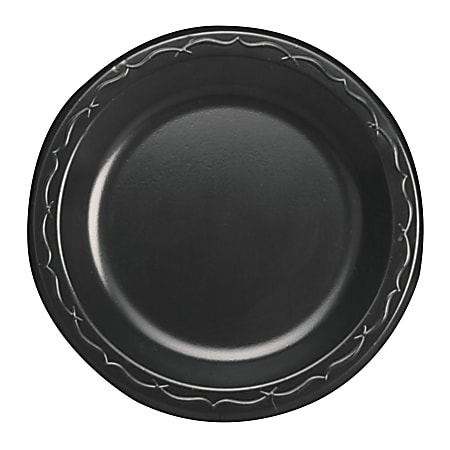 Genpak® Elite Laminated Foam Plates, 6", Black, 125 Plates Per Pack, Carton Of 8 Packs