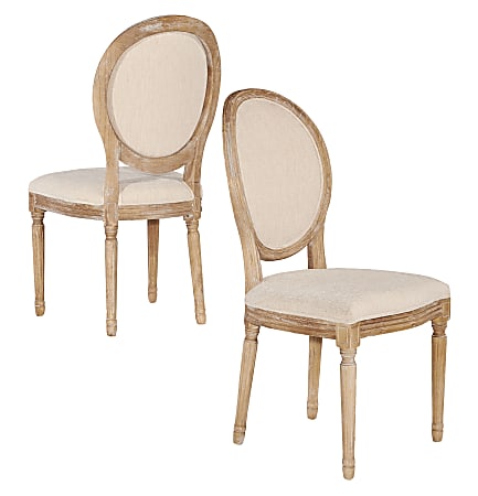 Linon Spencer Oval-Back Dining Chairs, Light Natural Brown/Natural, Set Of 2 Chairs