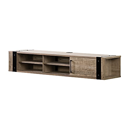 South Shore Munich Wall-Mounted Media Console, 12"H x 68-1/4"W x 16-1/4"D, Weathered Oak