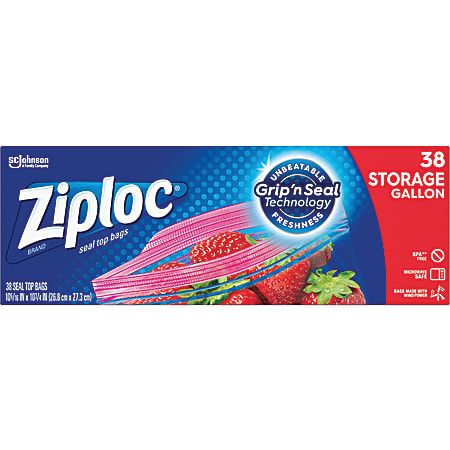 Ziploc® Plastic Double Zipper Storage Bags, 1 Gallon,