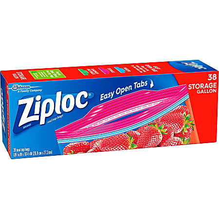 Ziploc&reg; Plastic Double Zipper Storage Bags, 1 Gallon, Clear, Box Of 38 Bags